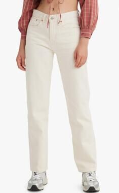 Levi's LOW PRO Mid Rise Straight Leg Denim Jeans Ivory Natural Size 28 NWT $80